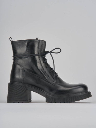Botas militares tacón 6 cm negro cuero