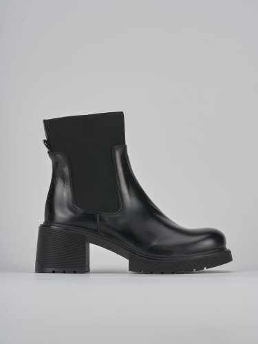 Botines de tacón alto tacón 6 cm negro cuero
