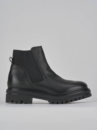 Botines de tacón bajo tacón 2 cm negro cuero