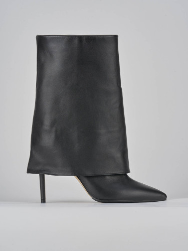 High heel boots heel 11 cm black leather