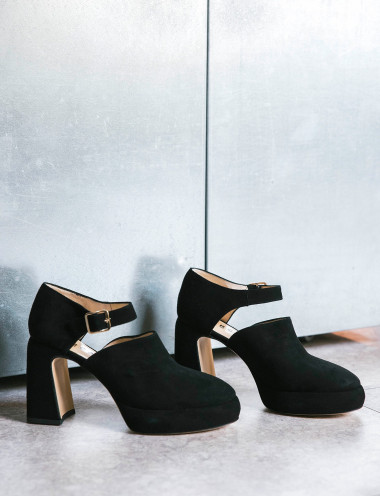 Décolleté tacco 9cm camoscio nero