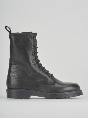 Combat boots heel 2 cm black leather