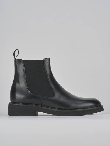 Botines de tacón bajo tacón 2 cm negro cuero