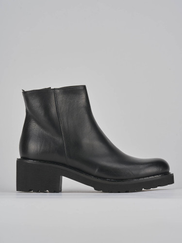 Botines de tacón alto tacón 5 cm negro cuero