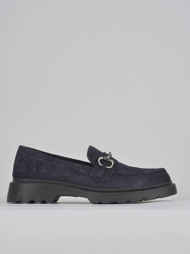 Mocasines tacón 3 cm azul ante