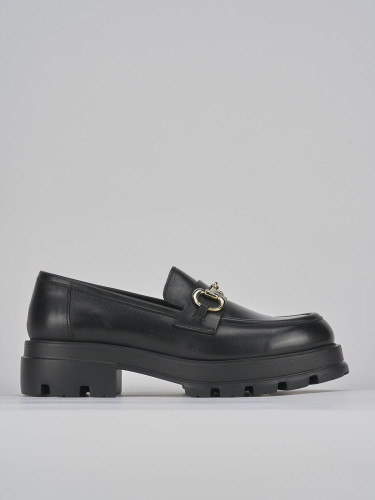 Mocasines tacón 3 cm negro cuero