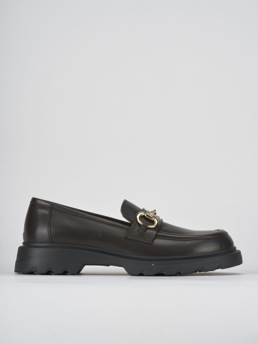 Mocasines tacón 3 cm marrón oscuro cuero