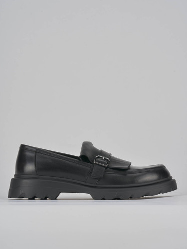 Mocasines tacón 3 cm negro cuero