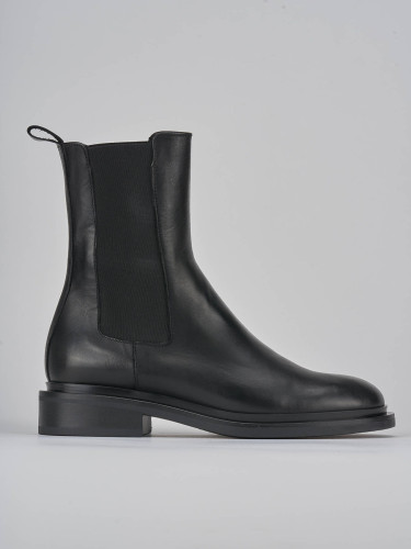 Botines de tacón bajo tacón 2 cm negro cuero
