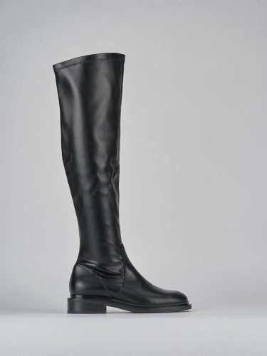 Botas de tacón bajo tacón 2 cm negro cuero
