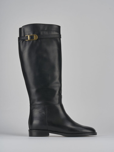 Botas de tacón bajo tacón 2 cm negro cuero