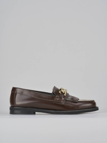 Mocasines tacón 1 cm marrón oscuro cuero