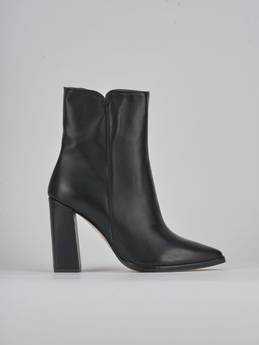 Botines de tacón alto tacón 9 cm negro cuero