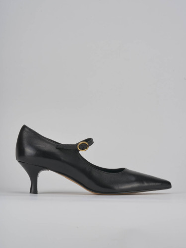 Zapatos de salón tacón 5 cm negro cuero