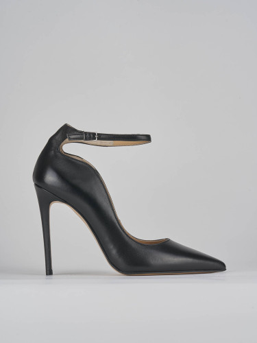 Zapatos de salón tacón 11 cm negro cuero