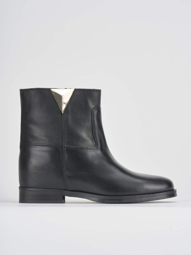 Botines de tacón bajo tacón 1 cm negro cuero