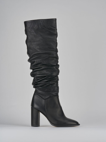 Stivali tacco 9cm pelle nero