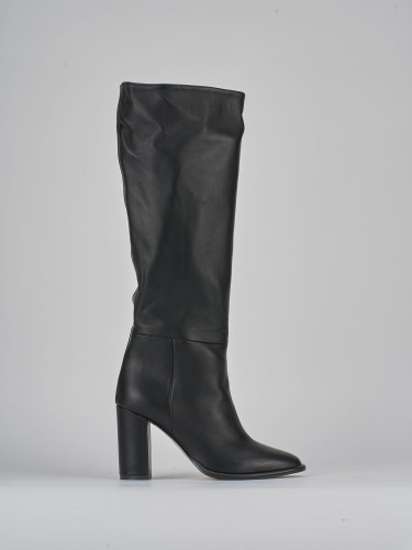 Botas de tacón alto tacón 9 cm negro cuero