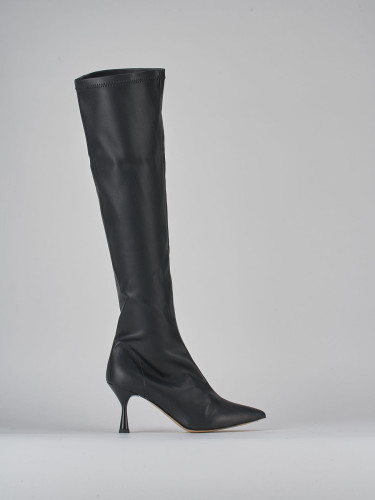 High heel boots heel 7 cm black leather