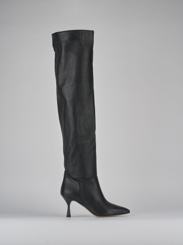 High heel boots heel 7 cm black leather