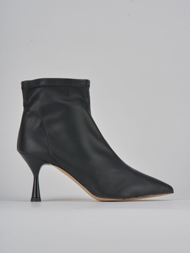 Botines de tacón alto tacón 7 cm negro cuero