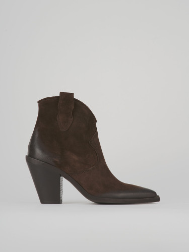 Botines de tacón alto tacón 7 cm marrón oscuro ante