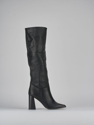 Botas de tacón alto tacón 9 cm negro cuero