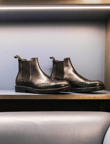Botines negro cuero