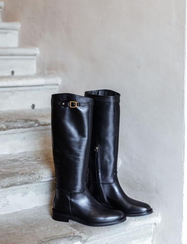 Stivale tacco 3 cm nero pelle