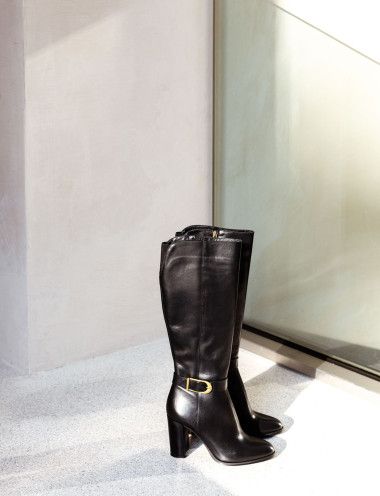 Stivali tacco 8cm pelle nero