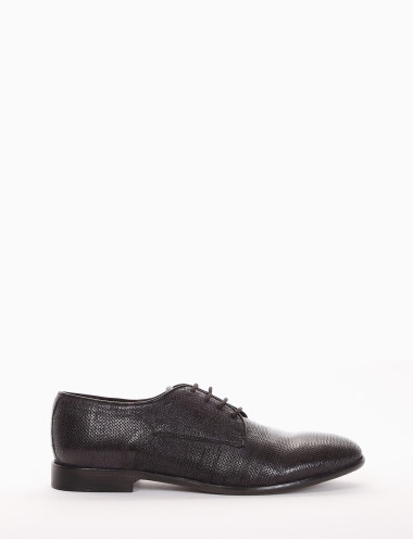 Zapatos de cordones tacón 2 cm negro cuero