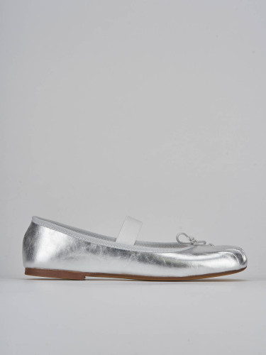 Bailarinas tacón 1 cm plata cuero