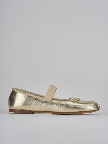 Flat shoes heel 1 cm gold leather