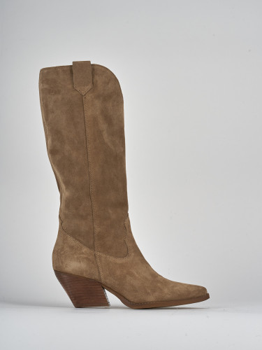 High heel boots heel 7 cm brown suede