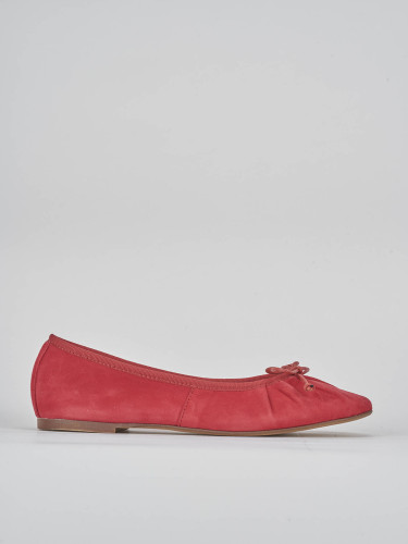 Flat shoes heel 1 cm red suede