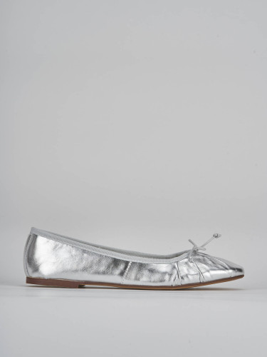 Flat shoes heel 1 cm silver leather