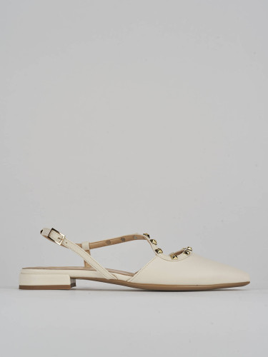 Bailarinas tacón 1 cm blanco cuero