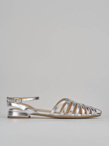 Bailarinas tacón 1 cm plata cuero
