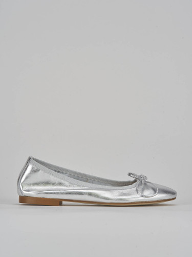 Flat shoes heel 1 cm silver leather