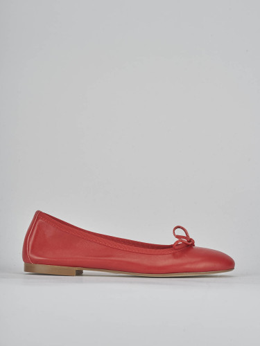 Bailarinas tacón 1 cm rojo cuero