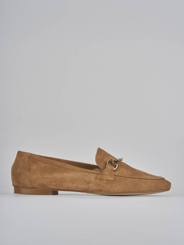 Mocasines tacón 1 cm marrón ante