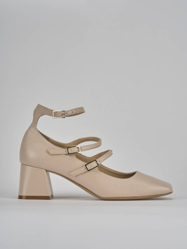 Pumps heel 6 cm beige leather