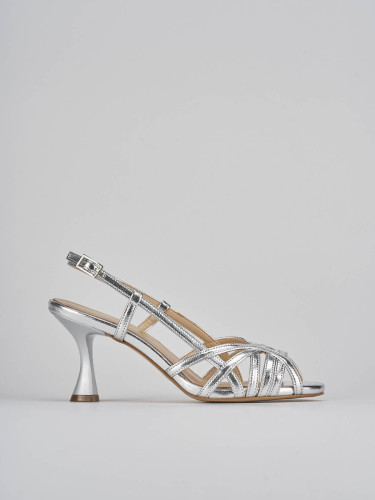 Sandalo tacco 7 cm argento pelle