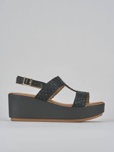 Wedge heels heel 7 cm black leather