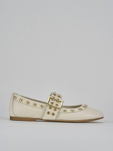 Flat shoes heel 1 cm white leather