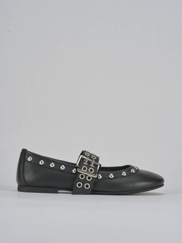Flat shoes heel 1 cm black leather