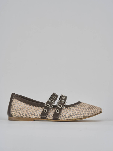Bailarinas tacón 1 cm beis cuero