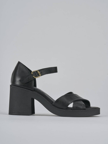 Sandalias de tacón alto tacón 7 cm negro cuero