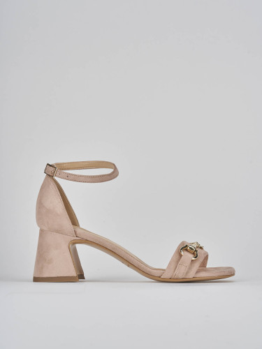 Sandalias de tacón alto tacón 6 cm beis ante