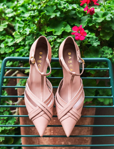 Zapatos de salón tacón 5 cm rosa cuero